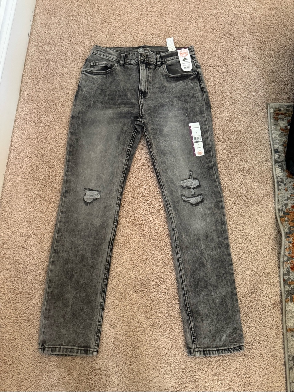 wonder nation kids Slim Straight Distressed Grey Jeans